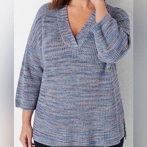 J. JILL 100% Cotton Blue Oversized Sweater‎ Top Pullover Lightweight Medium